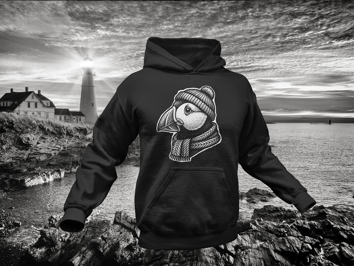 Puffin sticker hoodie