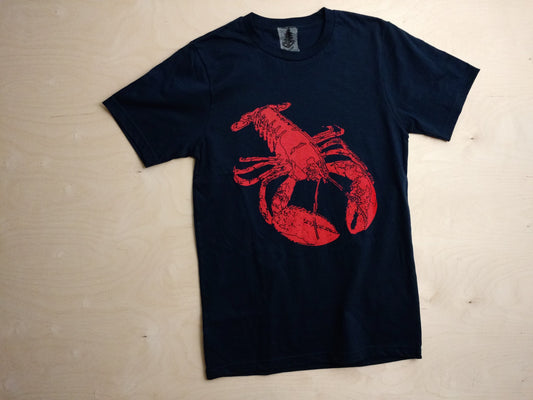 Loyal Citizen Clothing's famous lobster t-shirt screen printed by hand in Maine.