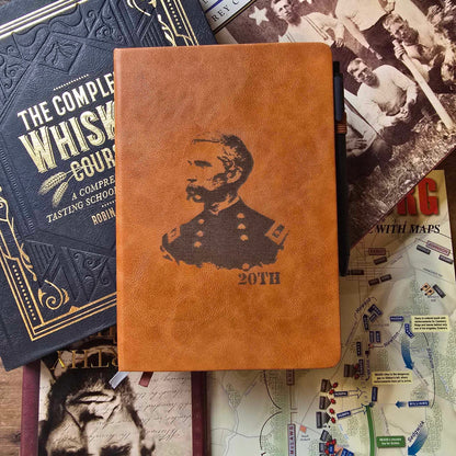 Engraved leather bound journal with pen